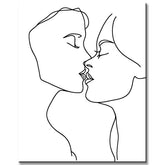 Paint by Numbers Line Drawing Art Silhouette Kiss Love